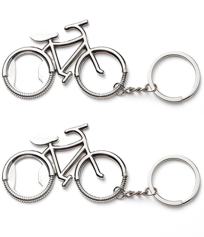 Dailygoods - Set van 2 Sleutelhangers Fietsflesopeners met Fietsdecoratie