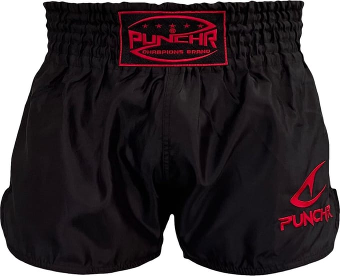PunchR™ Classic Muay Thai kickboks Broek Zwart Rood - M
