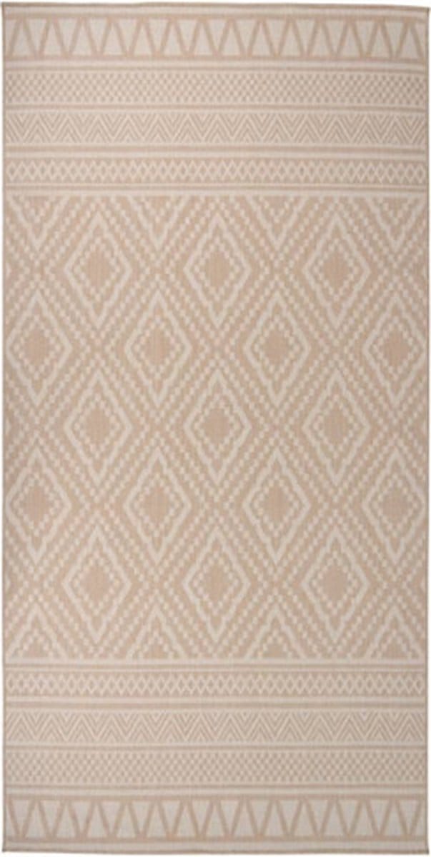 vidaXL - Buitenkleed - met - patroon - platgeweven - 100x200 - cm - bruin