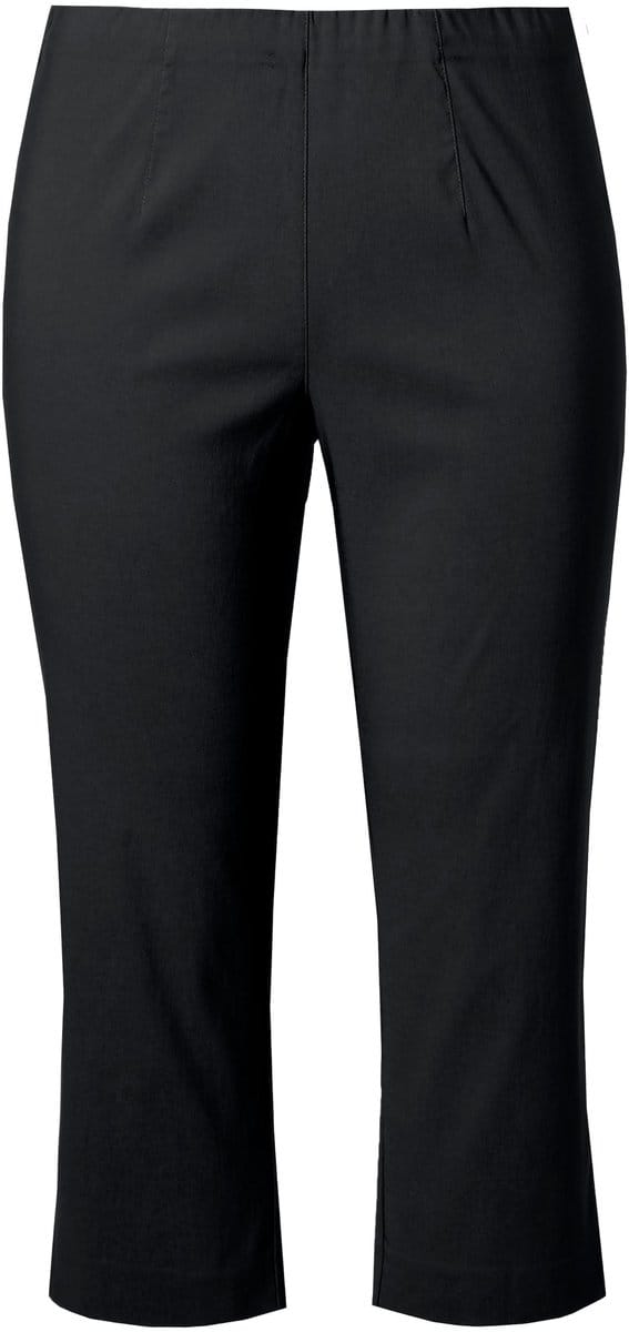 Ulla Popken - Dames - Bengalin broek kuitlang elastische tailleband stretch - Zwart - Maat 68