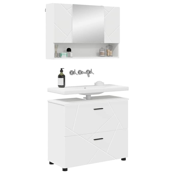 vidaXL - Badkamermeubel - Set - 2 - st - Wit - 76,5 - x - 35 - x - 64 - cm
