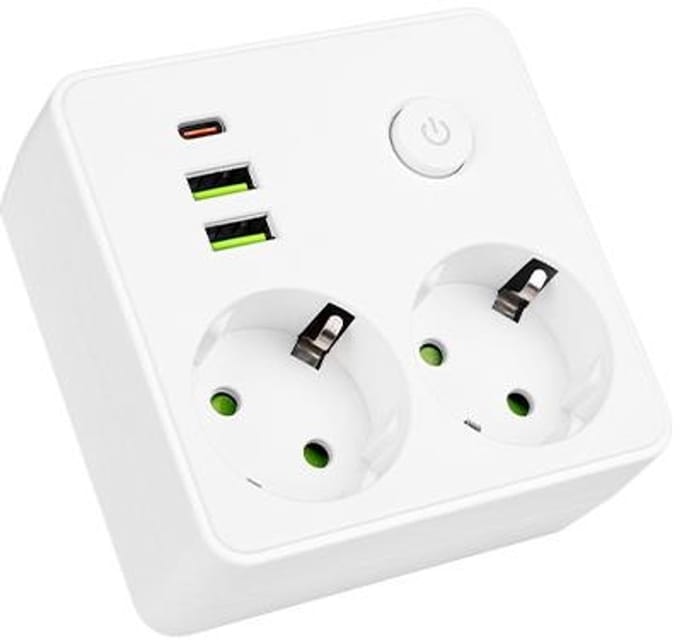 Stopcontact – Met schakelaar – 230V – USB en USB-C – Vierkant