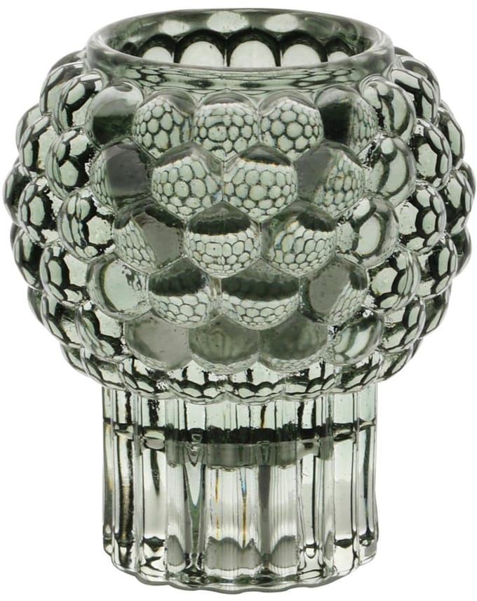 Dekoratief | Theelichthouder op voet 'Bulbs', groen, glas, 8x8x9cm | A255984