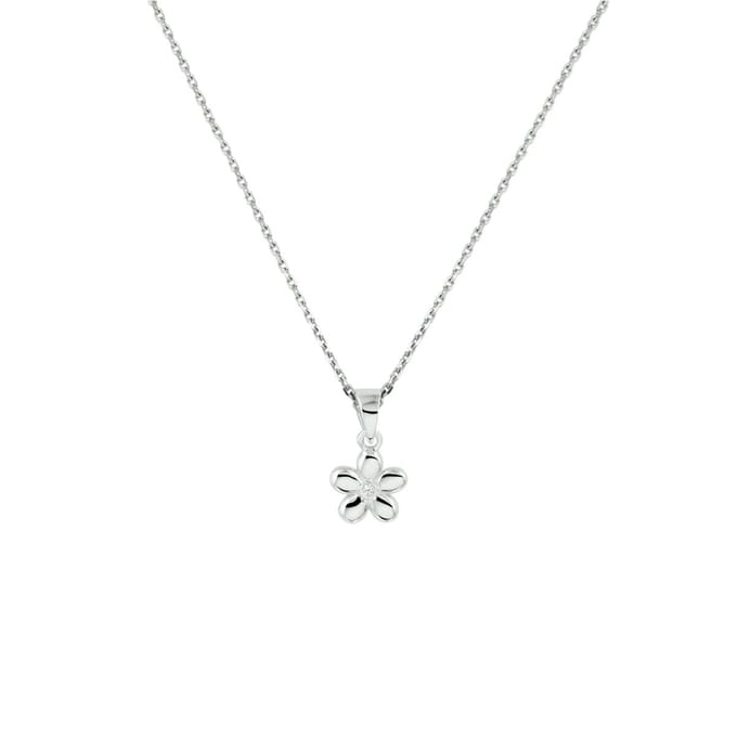 zilver gerhodineerd collier bloem 1,1 mm 36 + 4 cm 1337291