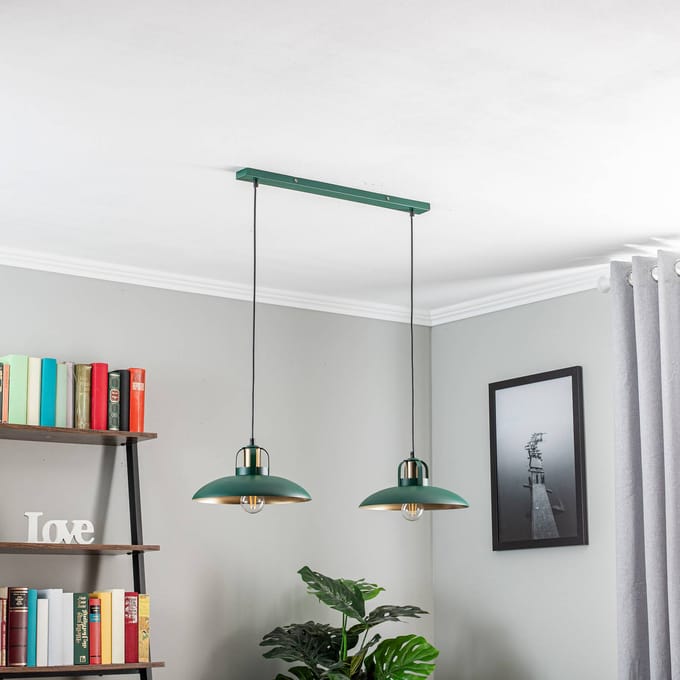 Groene Hanglamp FELIX 2xE27 Metaal 75cm Verstelbaar