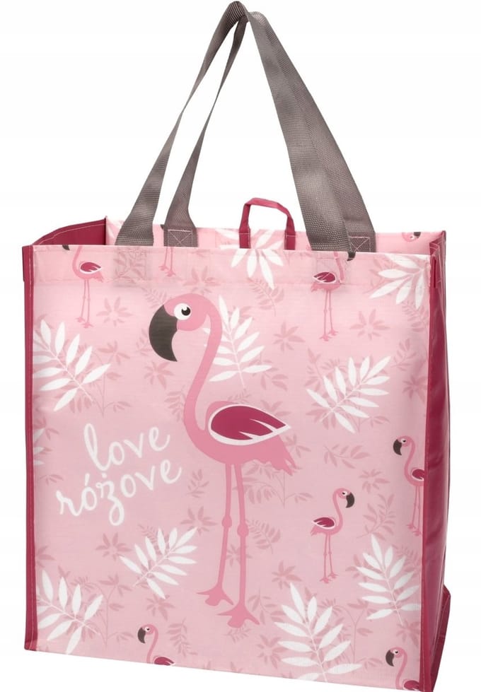 Ravi Shopper Tas Roze Flamingo 32x34 cm
