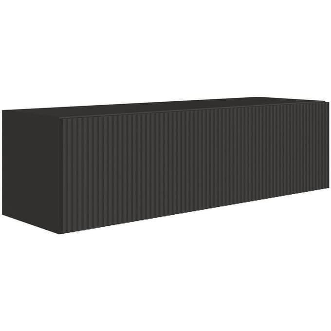 Selsey Veldio – Hangend TV-meubel met geribbelde fronten, 100 cm, zwart