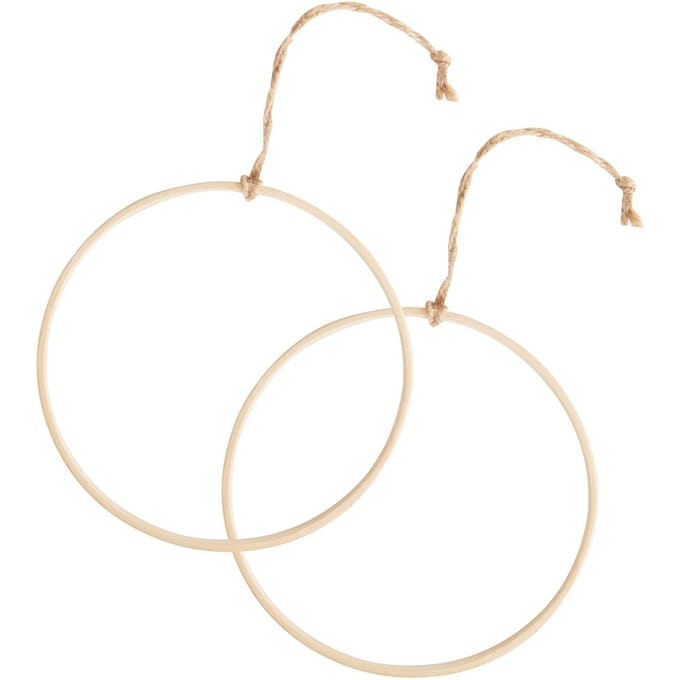 VBS Houten ring met sisal ophanglint - 2 stuks, Ø 15 cm