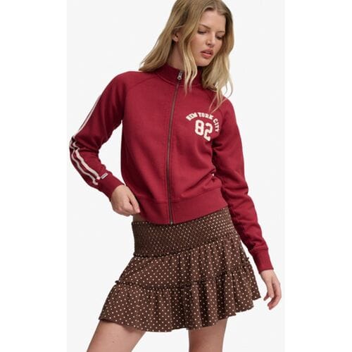 Superdry Gelaagde Jersey Minirok Brown Grootte: 38