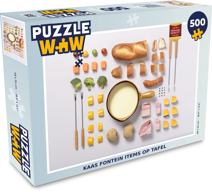 Puzzel Kaas fontein items op tafel - Legpuzzel - Puzzel 500 stukjes