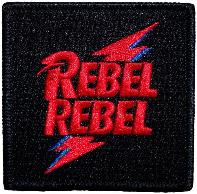 David Bowie - Rebel Rebel Pink & Blue Patch - Zwart