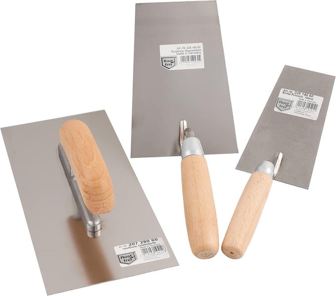 Gipsplaat Troffel Set 3-delig met Houten Handvat - Roestvrij Staal