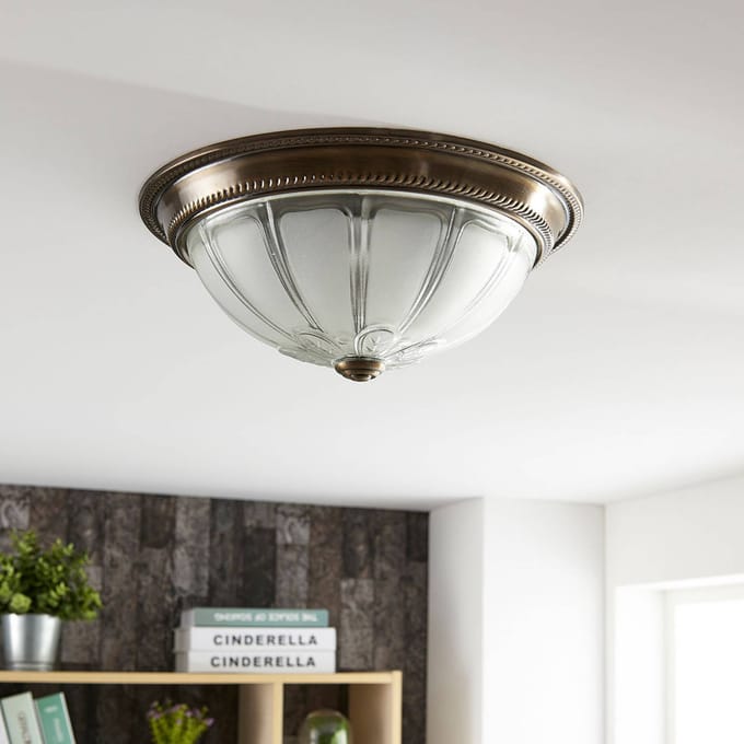 Lindby LED plafondlamp Henja, antiek messing, Ø 32 cm, dimbaar