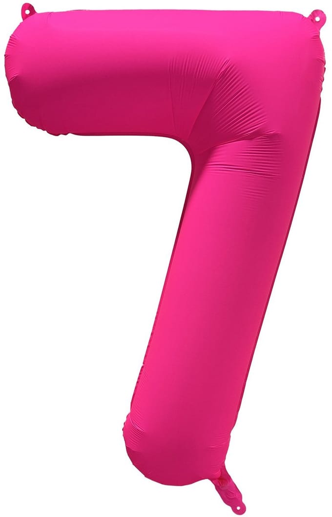 Folieballon 7 jaar - Neon Roze - 86 cm