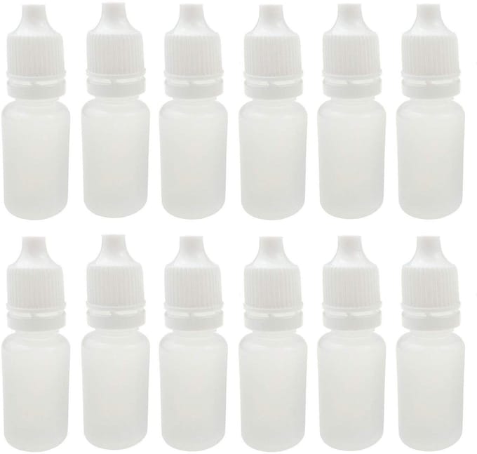 Druppelflesjes met schroefdop en openingsregelaar - 5 ml wit - Set van 50 stuks