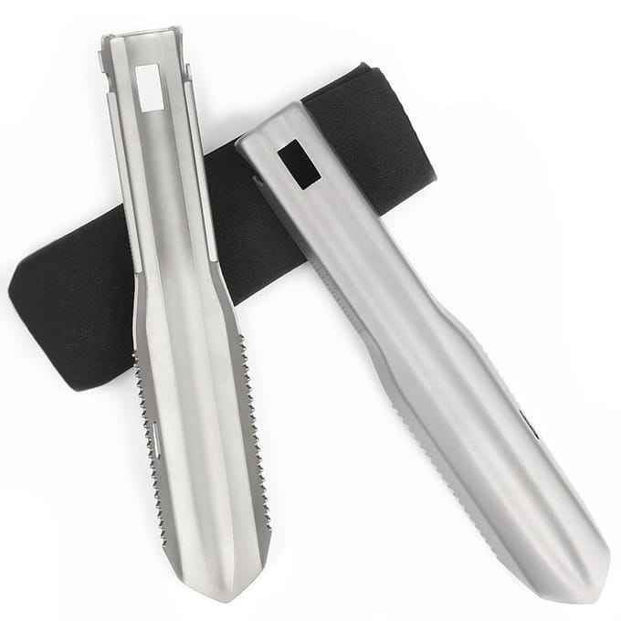 Ultralichte titanium handschep, multitool, rugzaktroffel met draagtas voor tuinieren gray