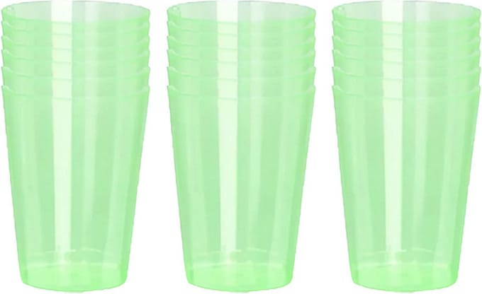 Excellent Houseware Beker - 18x - groen - kunststof - 280ml - herbruikbaar glas
