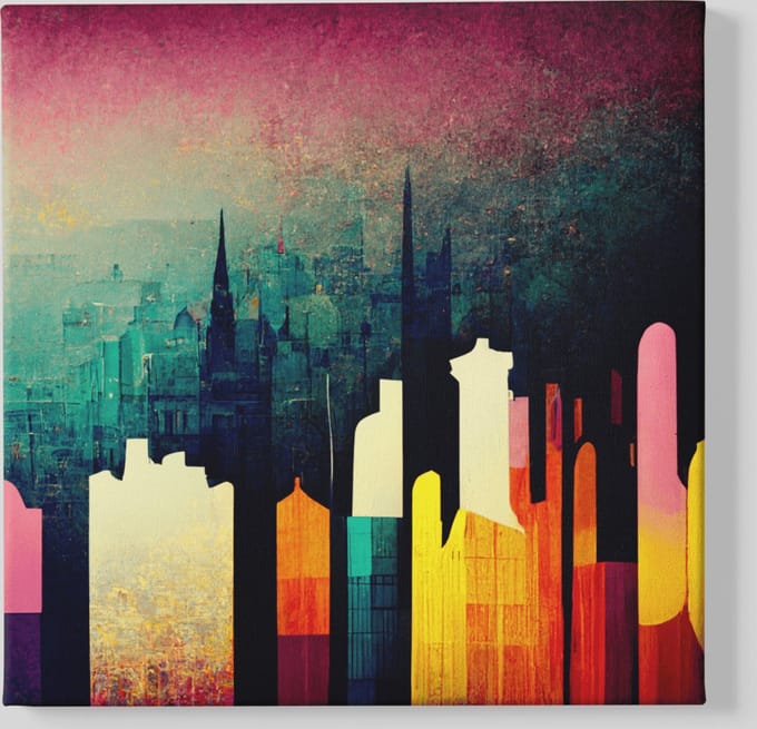 Canvas Schilderij - Abstract - Stad - New York - Vierkant Canvas - 100x100x2 cm
