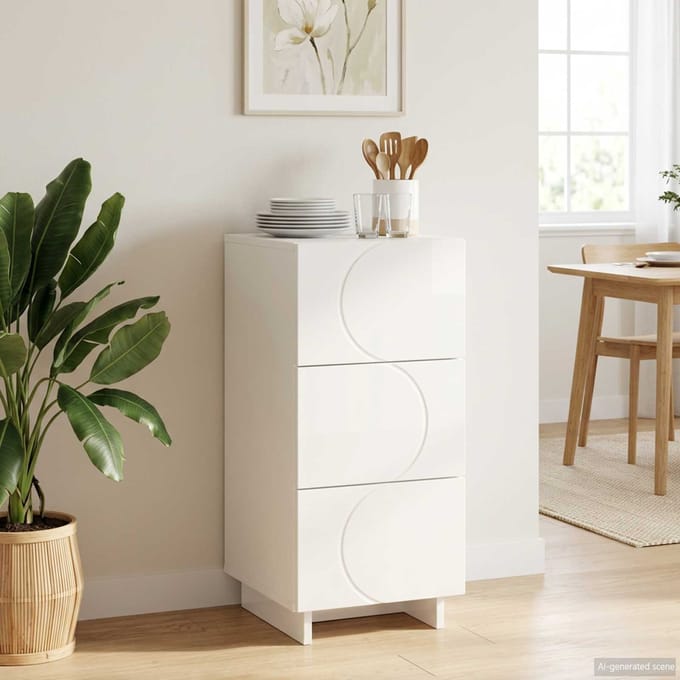 vidaXL - Dressoir - Hoogglans - Wit - 33.5 - x - 34.5 - x - 75 - cm - Bewerkt - hout