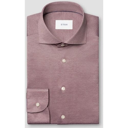 Eton Overhemd Uni Color Merceized Filo di Scozia Jersey Jacquard Knit Rood / male