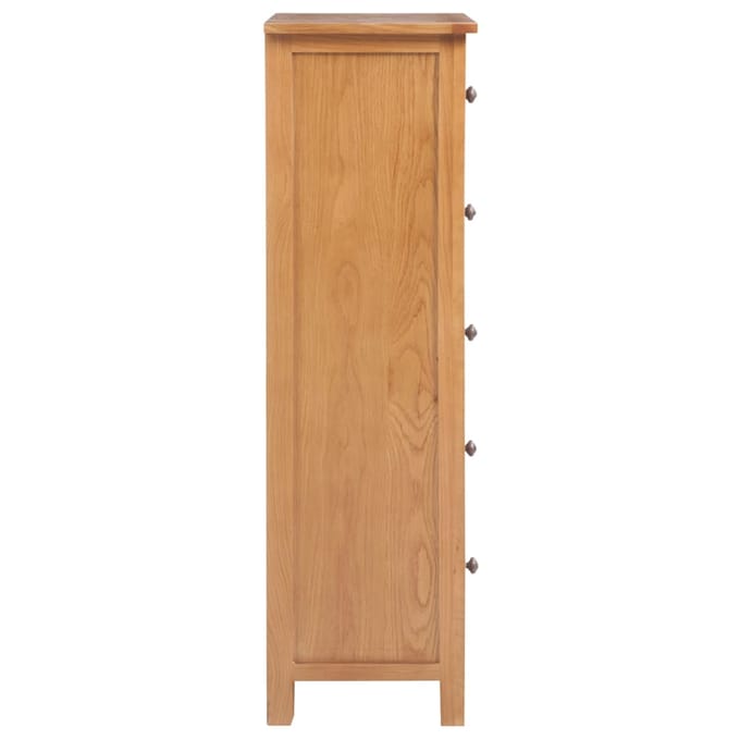 vidaXL - Ladekast - hoog - 45x32x110 - cm - massief - eikenhout