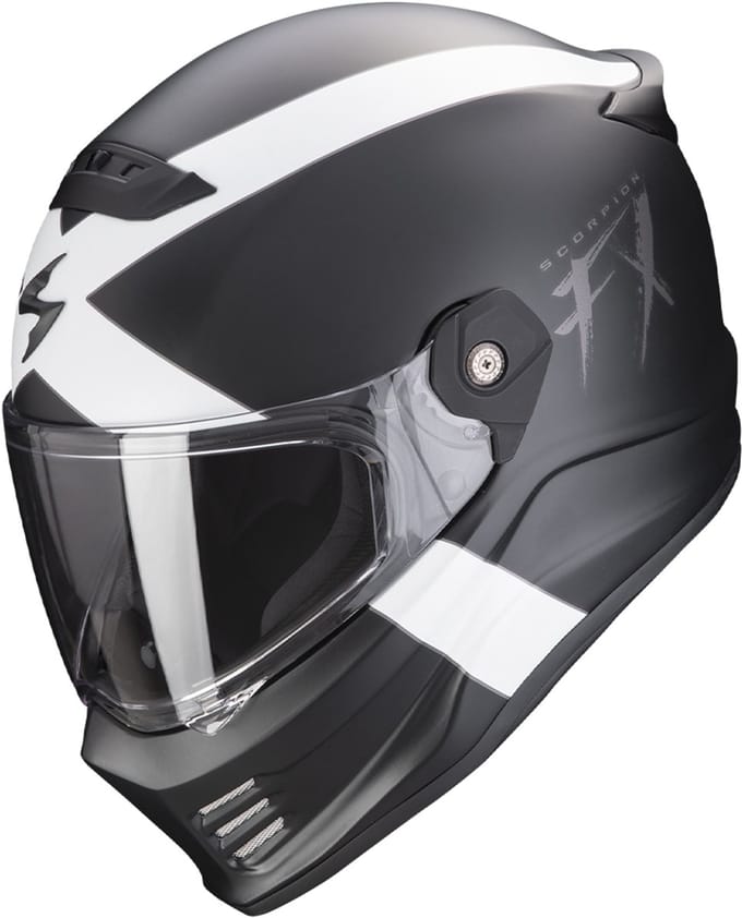 Scorpion Covert FX Gallus Mat Zwart-Wit Integraalhelm - Helm