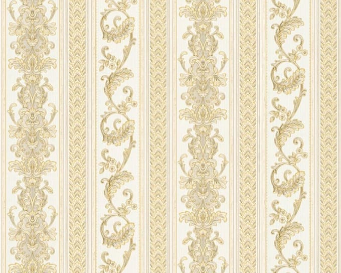 TRADITIONEEL STREPEN BEHANG | Klassiek - creme geel - A.S. Création Hermitage 10