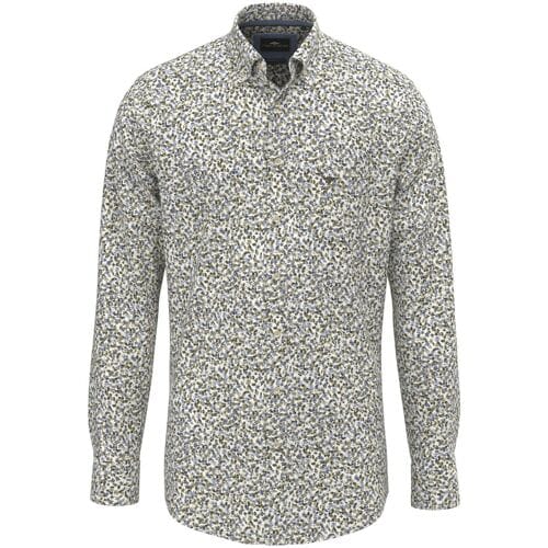 Fynch-Hatton Overhemd Bold Mini Flower Pattern Button-Down Donker Khaki / male