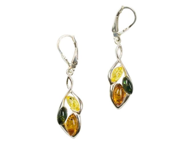 Zilveren oorbellen met sluiting Amber / Barnsteen 925 zilver