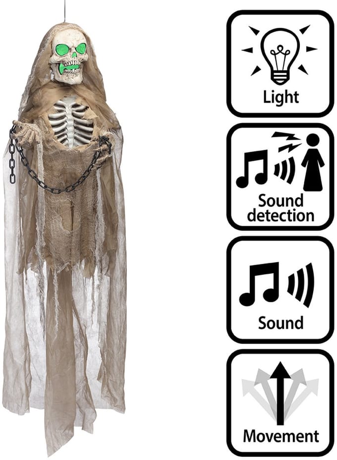 Boland - Decoratie Bone jangles - Horror - Decoratie - Halloween - Spookhuis - Skelet - Interactief - Licht - Geluid - Beweging