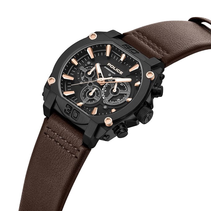 Police PEWGC0092905 - Horloge - Siliconen - Donkerbruin - 51.5 mm