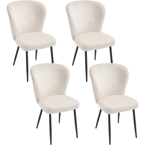 Galeria Kaufhof Kaufhof eetkamerstoel van fluweel met vier poten, set van 4, beige