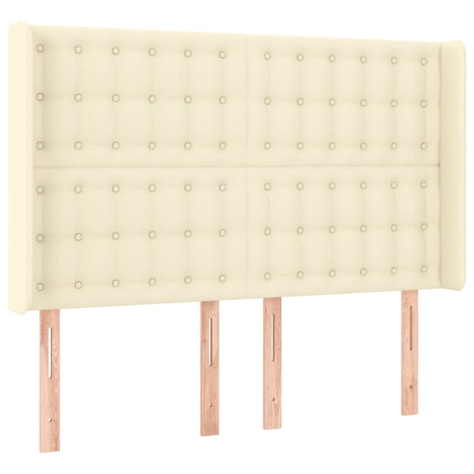 vidaXL - Hoofdbord - LED - 147x16x118/128 - cm - kunstleer - crèmekleurig
