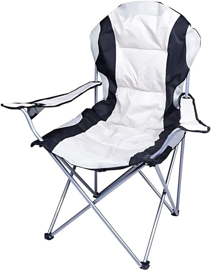 Gerimport camping klapstoel Madrid - Wit/Zwart - L90 x B56 x H105 cm