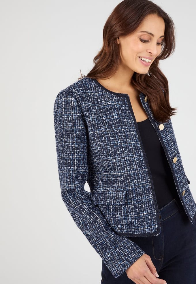 Damart - Vest tweed effect mooie biezen - Dames - Blauw - 52
