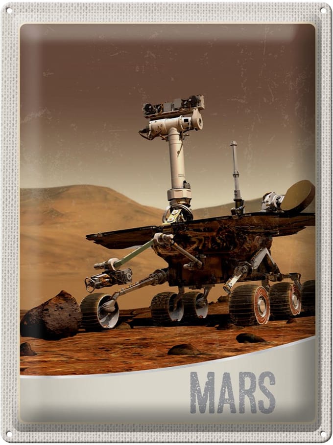 Blechschild Reise 30x40cm Wettall Mars Rover Curiosity Galaktisch