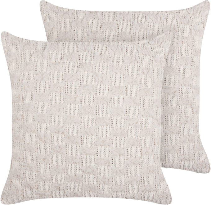 BASALIM - Sierkussen set van 2 - Beige - 45 x 45 cm - Polyester