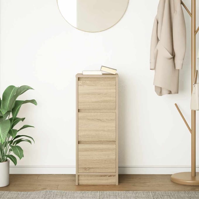 vidaXL - Dressoir - 29,5x34x76 - cm - bewerkt - hout - sonoma - eikenkleurig