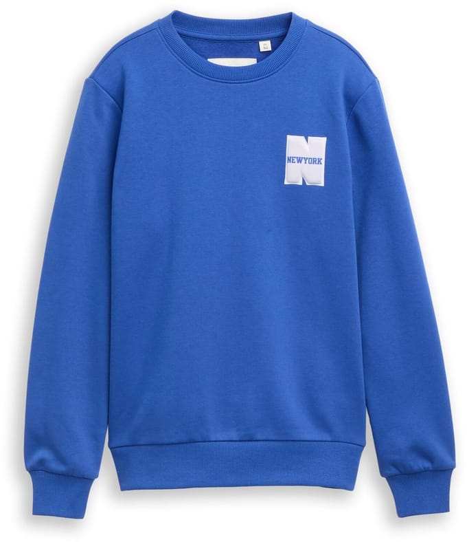 Tom Tailor - Sweatshirt met badge-detail - Maat 152 - beau blue
