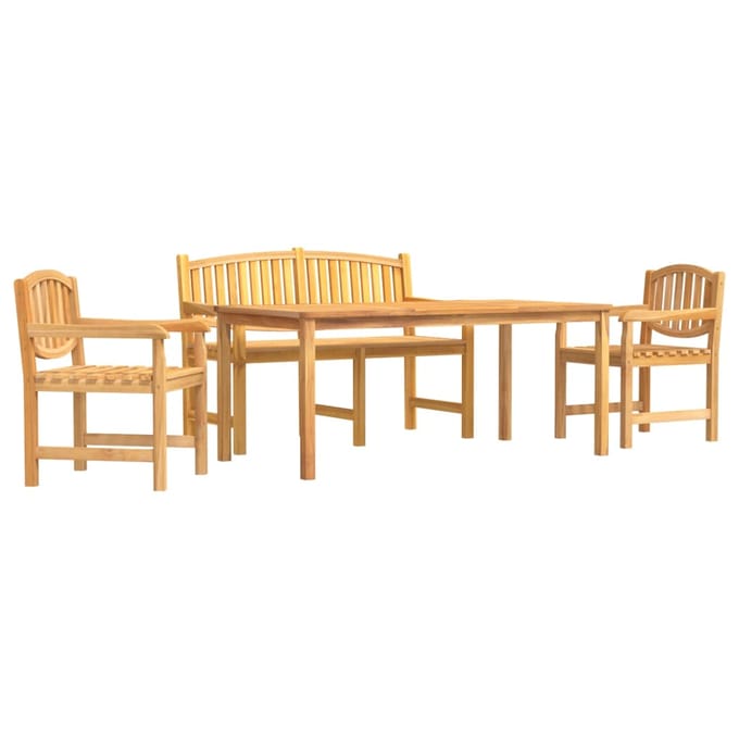 vidaXL - 4-delige - Tuinset - massief - teakhout