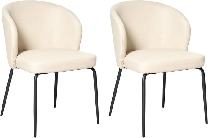 ZANA - Eetkamerstoel set van 2 - Lichtbeige - Kunstleer