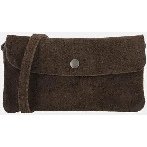 Bear Design Lydia Suede Leren Clutch Mini Schoudertasje - Bruin
