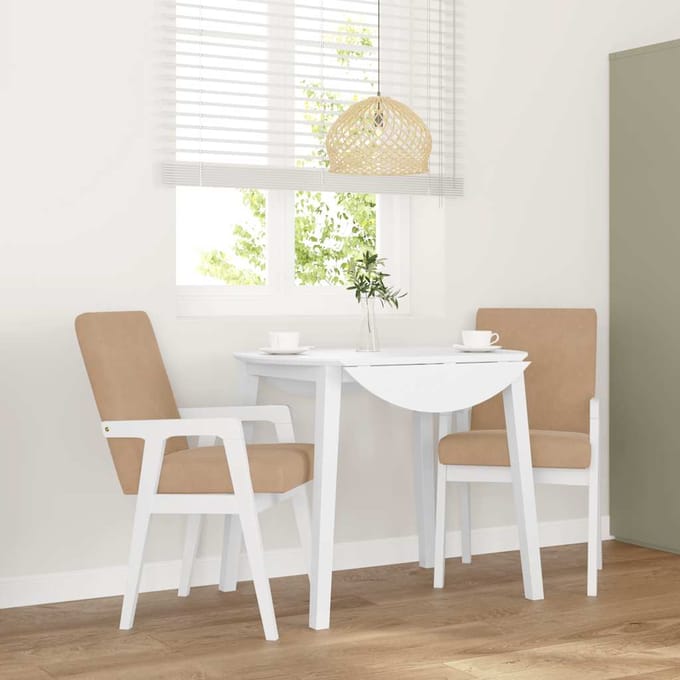 vidaXL - Eetkamerstoelen - met - kussens - 2 - stuks - wit - massief - hout - rubber