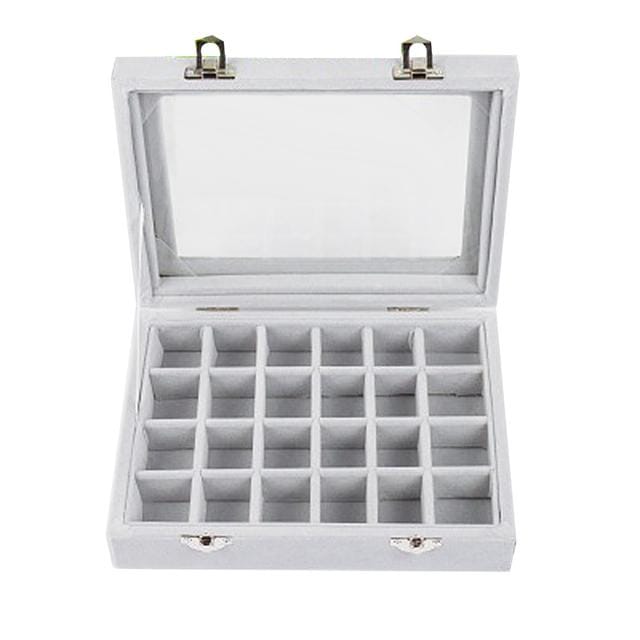 Sieraden Display Tray Classic 24 Grids Fluwelen Oorbel Oorbellen Ring Display Tray Opbergcontainer Organizer Sieraden Display grijs