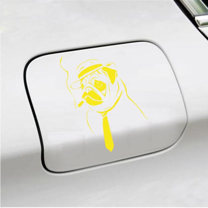 Bumpersticker - Hond Rokend - 10 X 13,6 - Geel