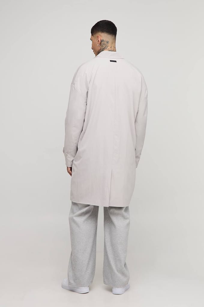 Tall Crinkle Oversized Mac | Grey | Size Small