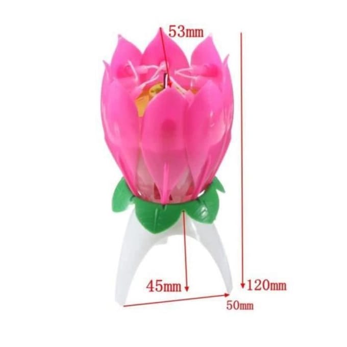 Verjaardagskaars - CA01791 - Lotusbloem - Roze - Taartdecoratie - Muziek roze