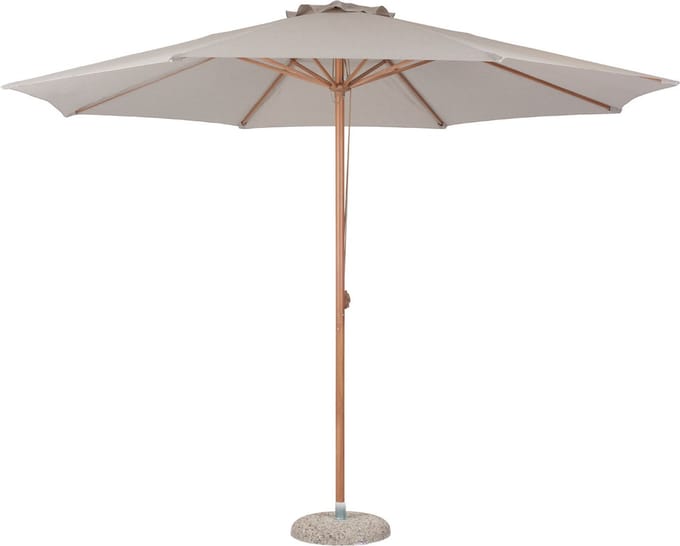 Frank zonnescherm Parasol met dissel Ø3.5M teak decor, beige.