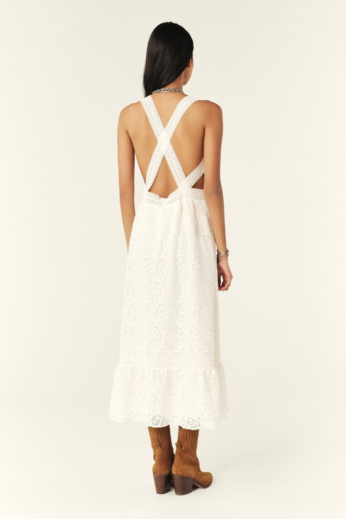 BA&SH Mid-length Dress Ecru Maat: L | Midi Jurken Outlet | Dames | Ecru