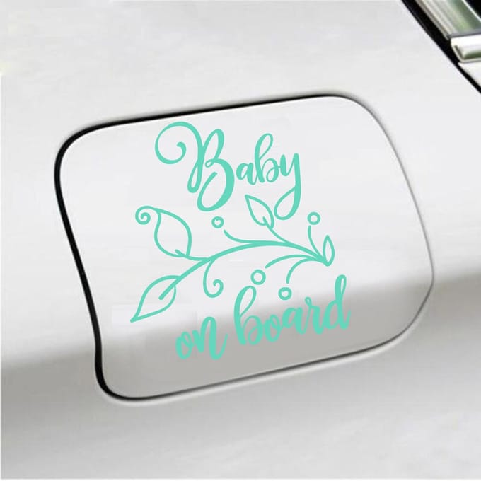 Bumpersticker - Baby On Board - 12,7 X 11,7 - Mint